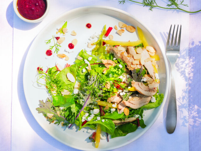 Roasted Chicken Salad with Tangy Beet Vinaigrette