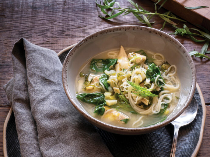 Soupe au Poulet à la Française  with Fennel, Vermouth, and Tarragon