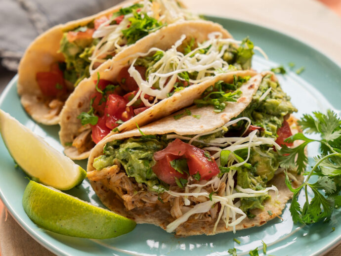 Taco Night Jackfruit  Carne Asada with Guacamole, Salsa Fresca, and Coconut